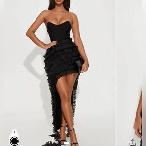 Black Strapless Bandage Maxi Dress